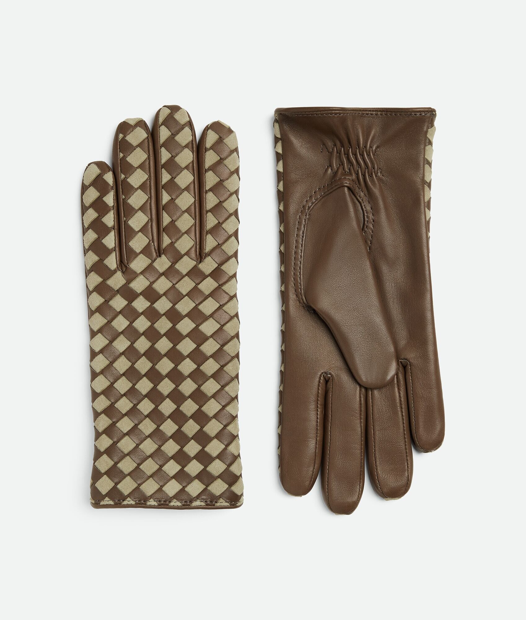 Guantes de cuero y ante Intrecciato