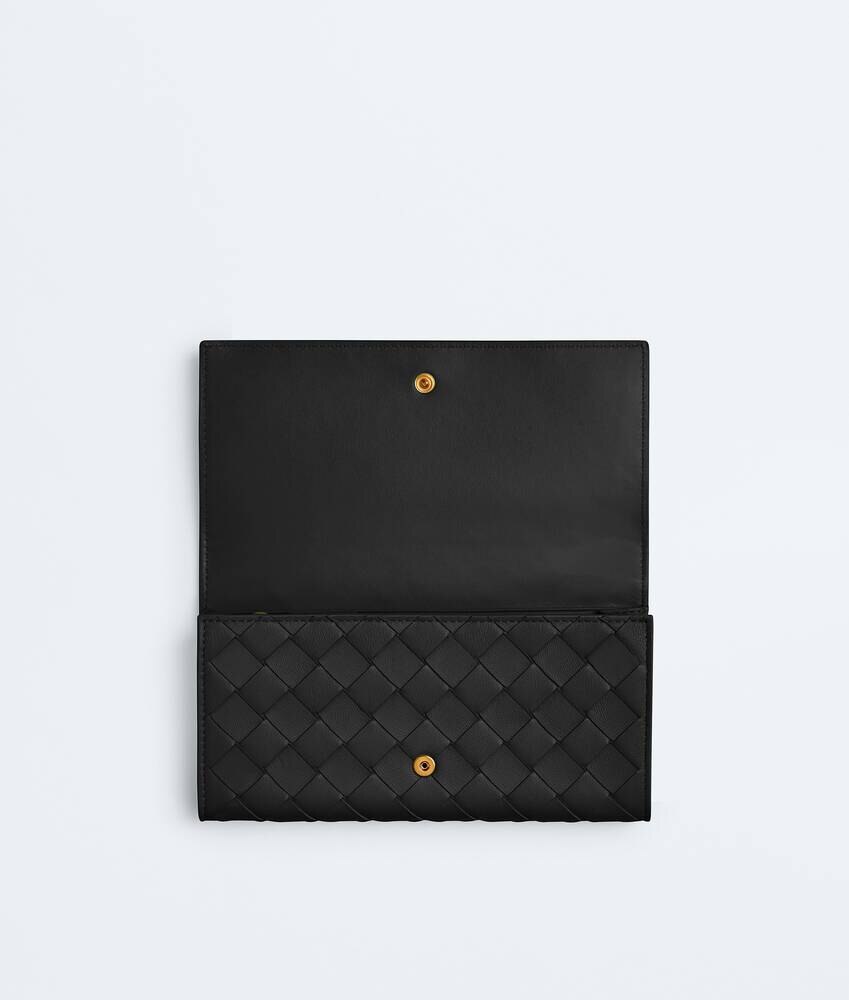 Billetera de cuero Intrecciato grande con solapa