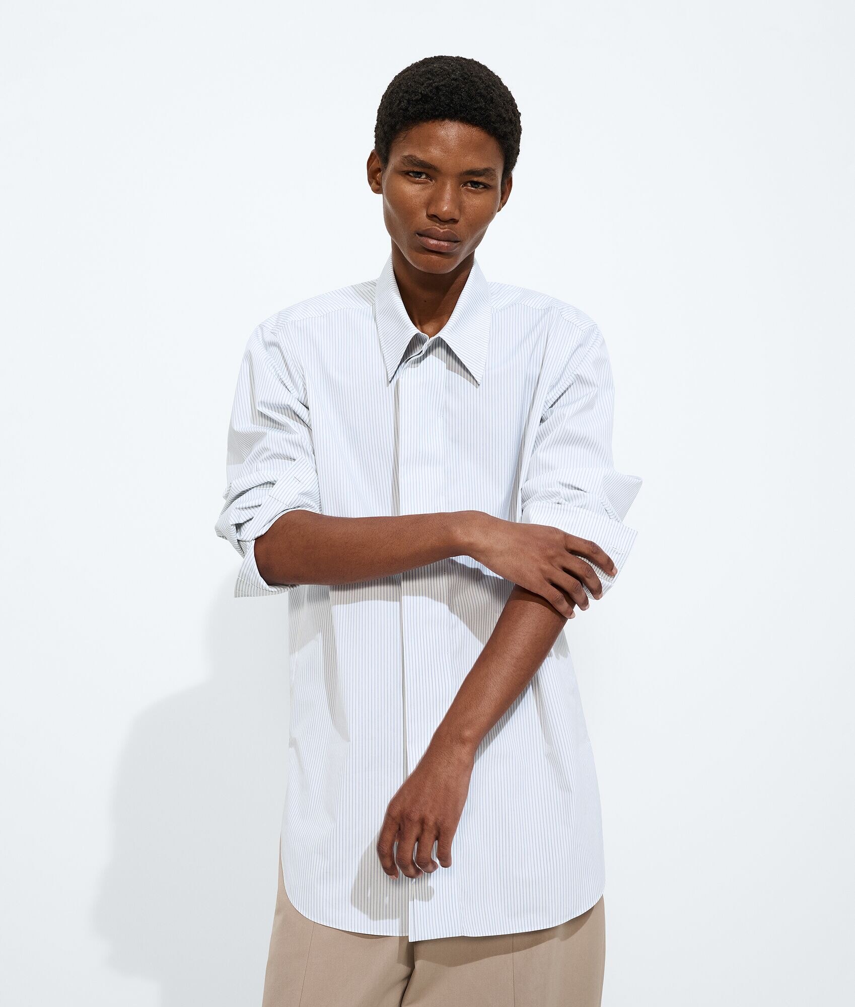 Camisa de Poplin de Algodón con Rayas