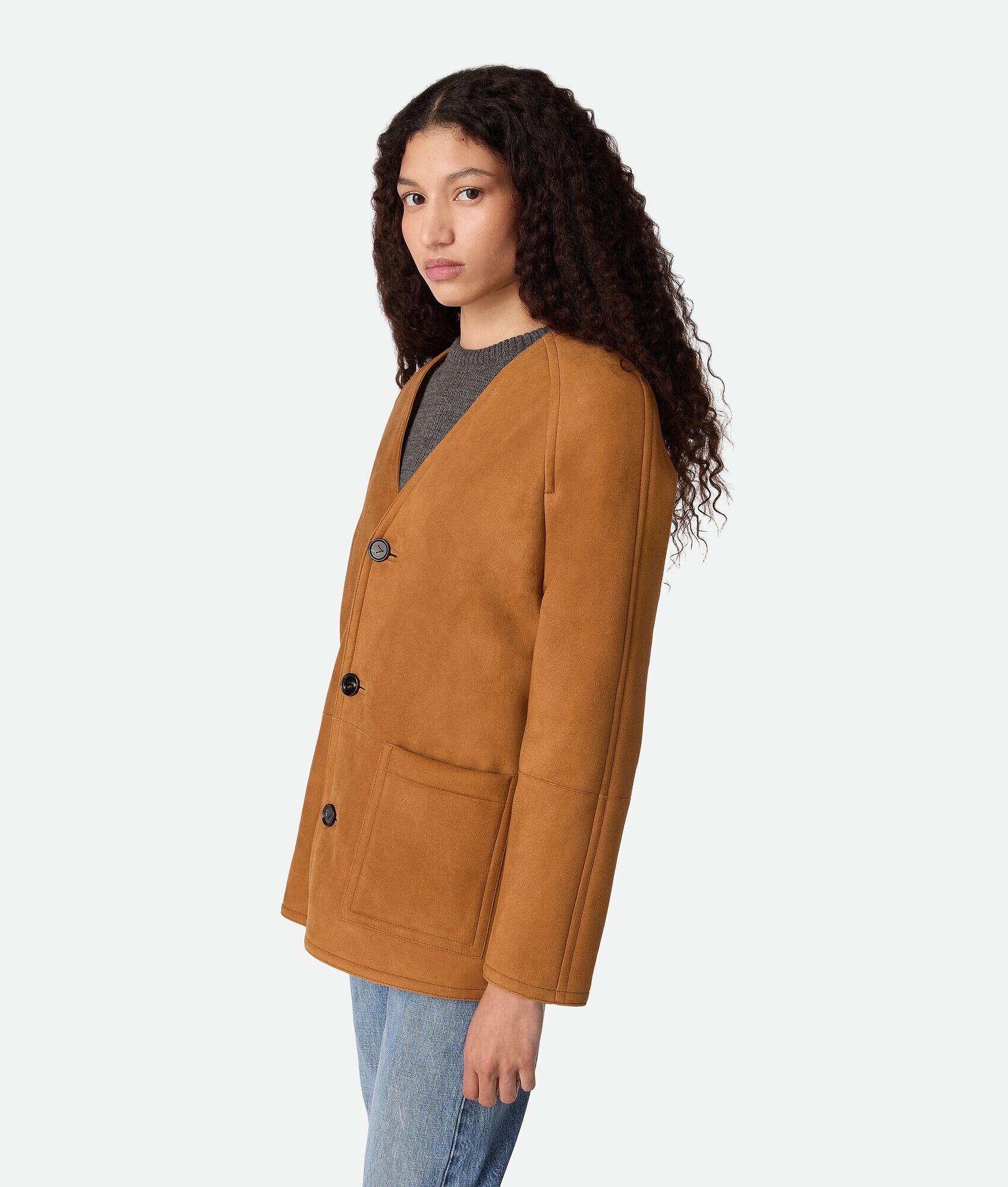 Chaqueta de piel de cordero merino feltro