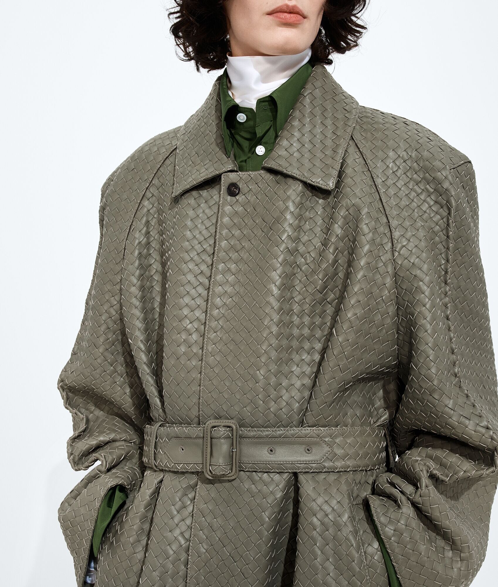 Chaqueta de cuero Intrecciato