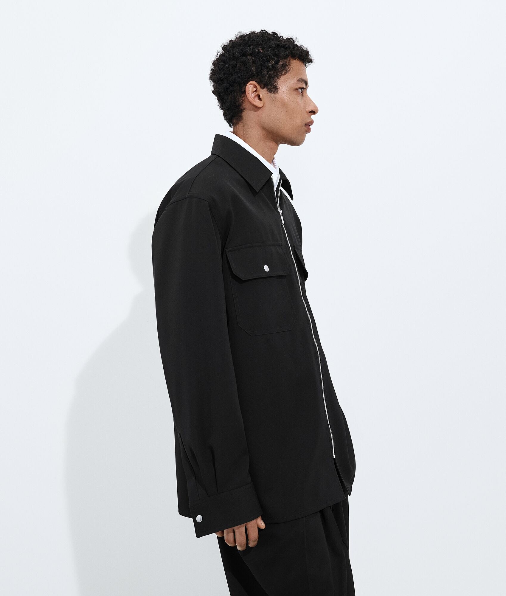 Chaqueta Overshirt de Lana Grano de Polvo