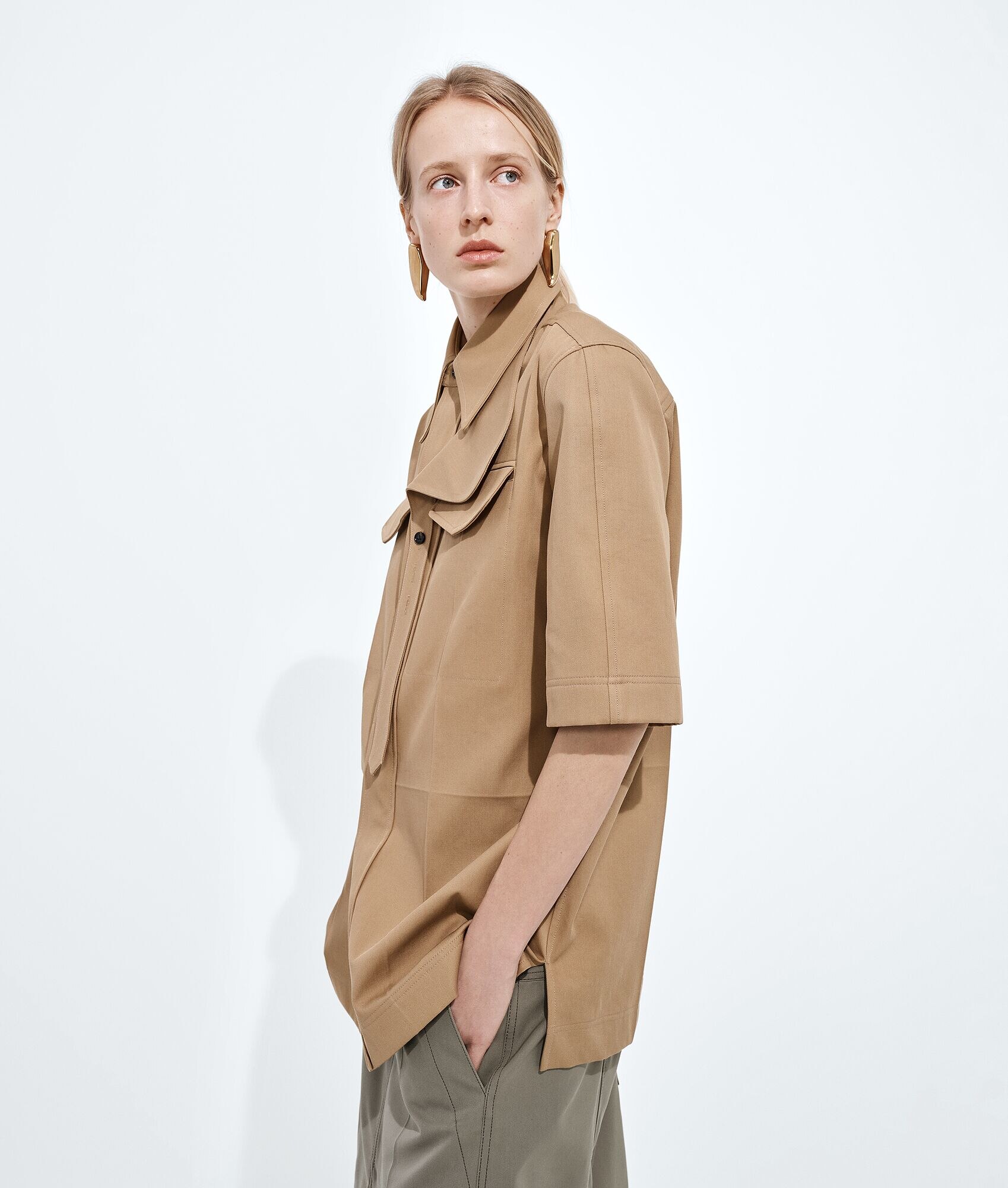 Camisa de Tafetán de Algodón