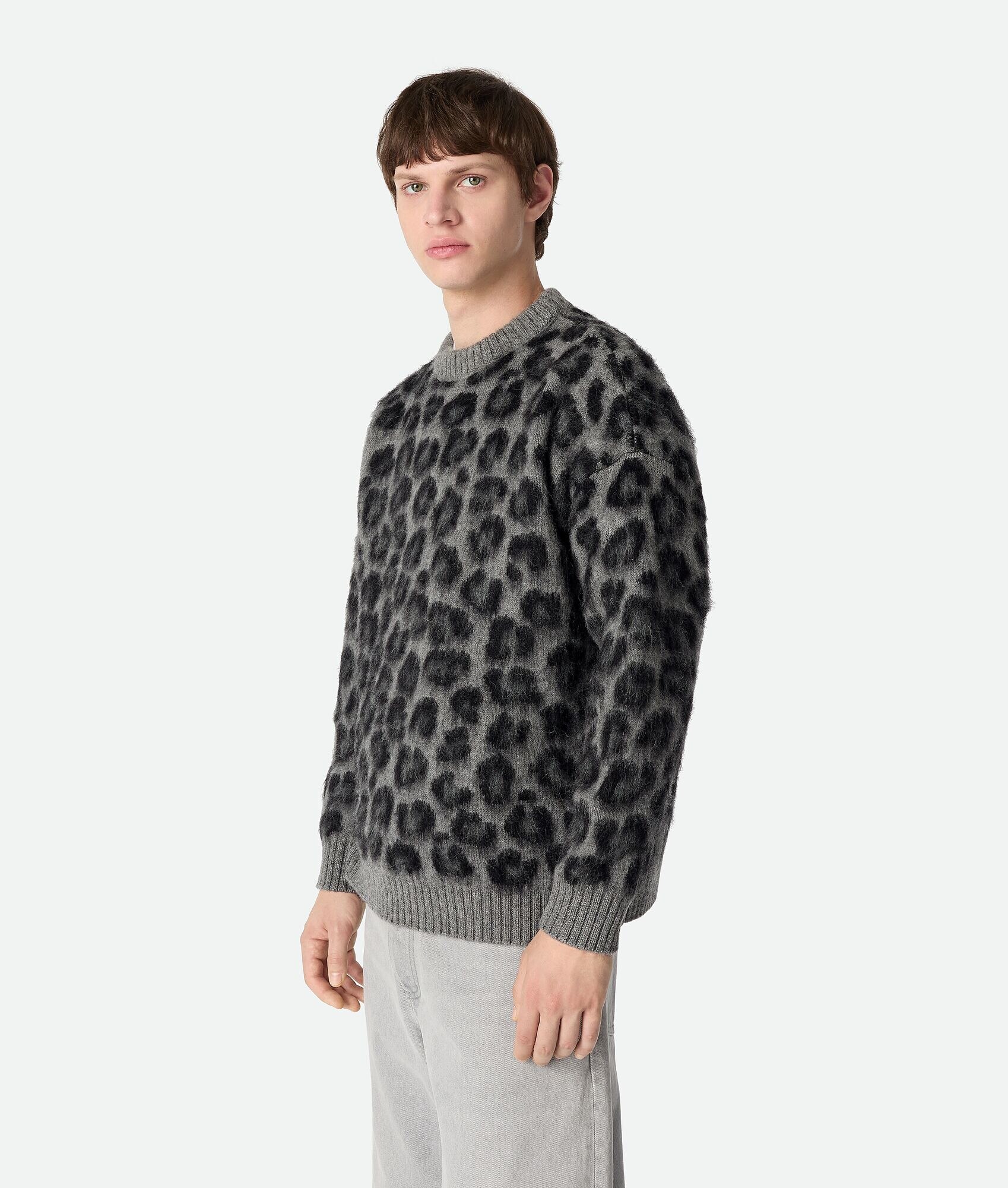 Suéter de Mohair con Estampado de Leopardo