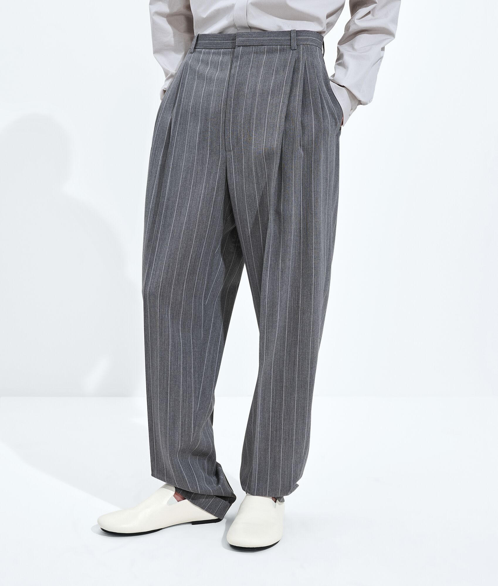 Pantalones de Lana Ligera con Rayas