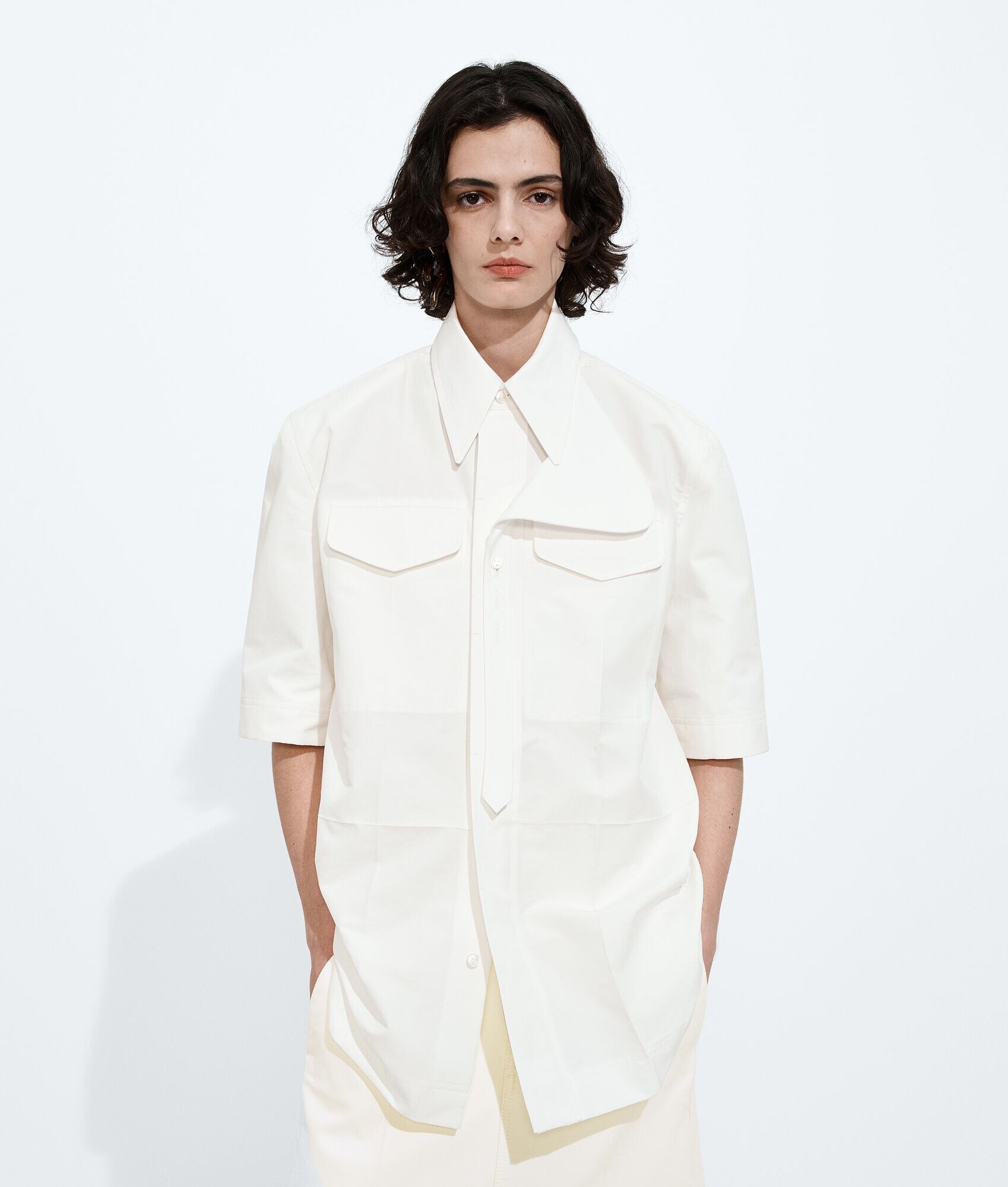 Camisa de algodón toile compacto