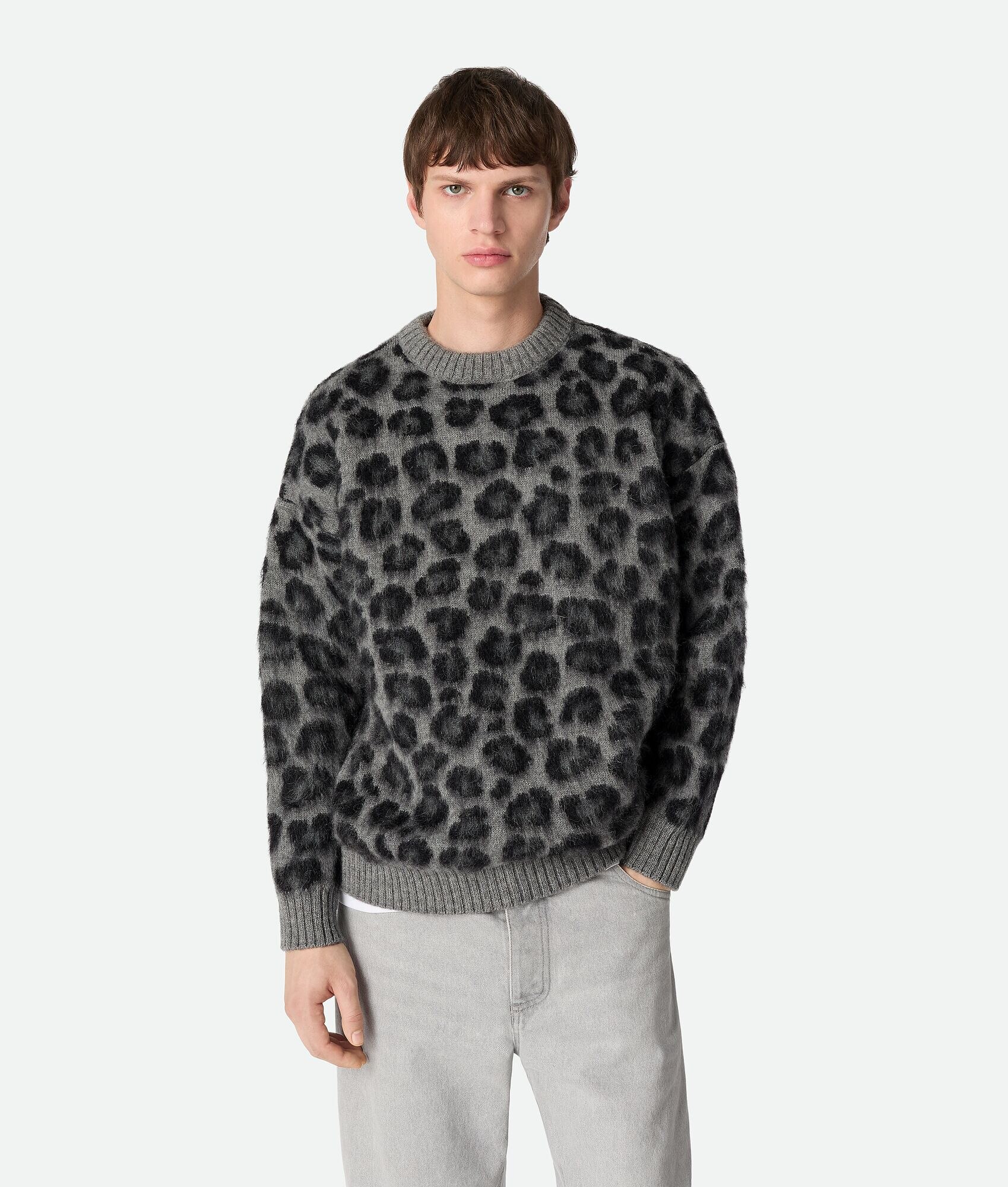 Suéter de Mohair con Estampado de Leopardo