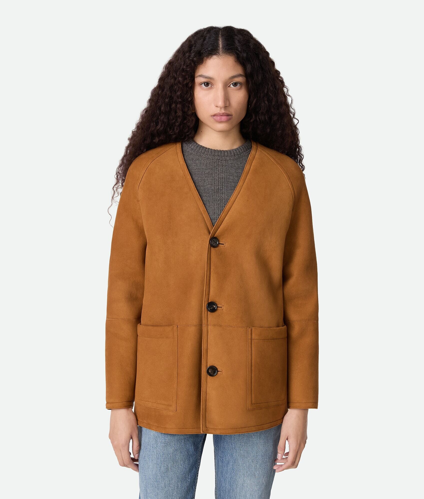 Chaqueta de piel de cordero merino feltro