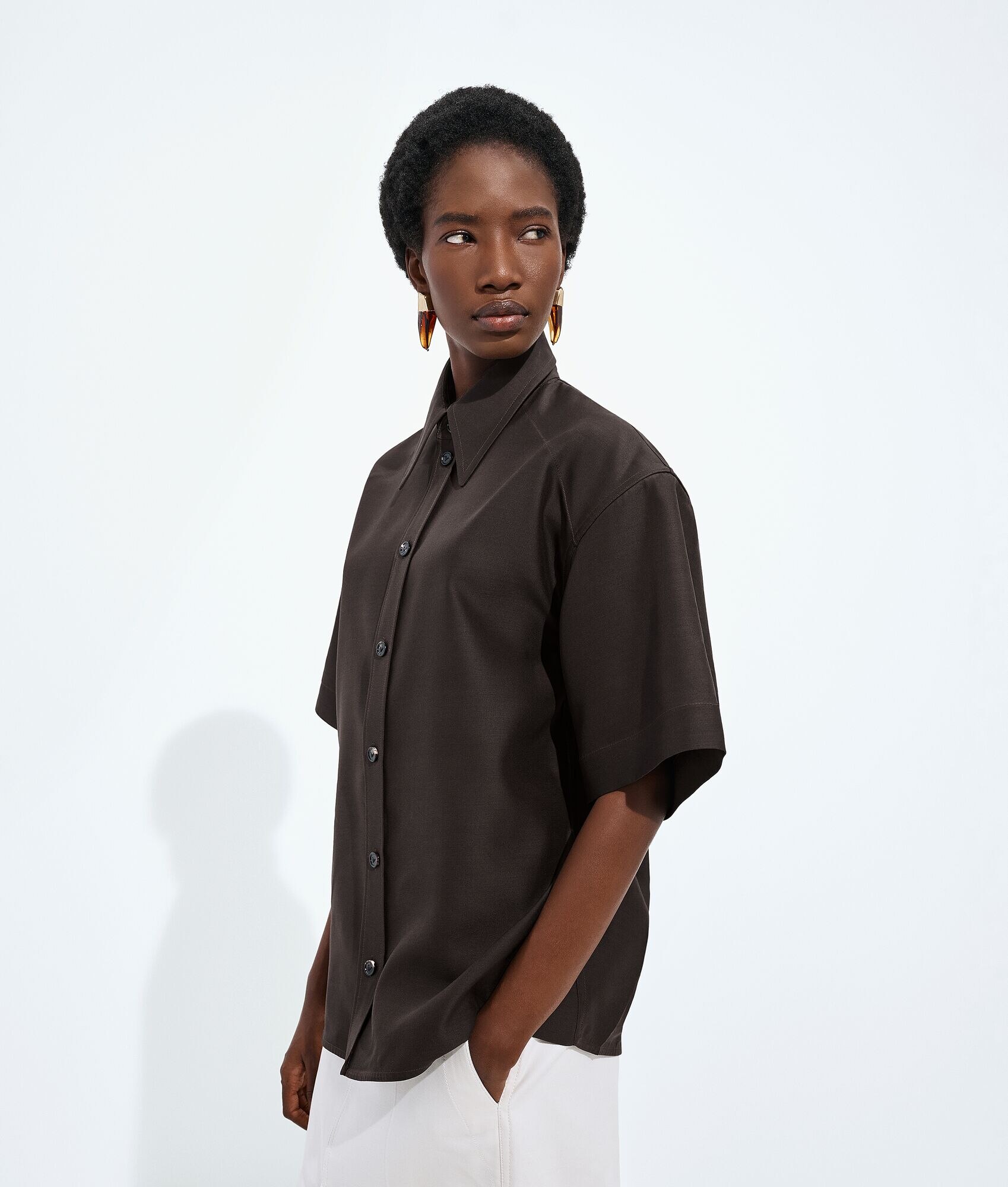 Camisa de lana y seda Toile