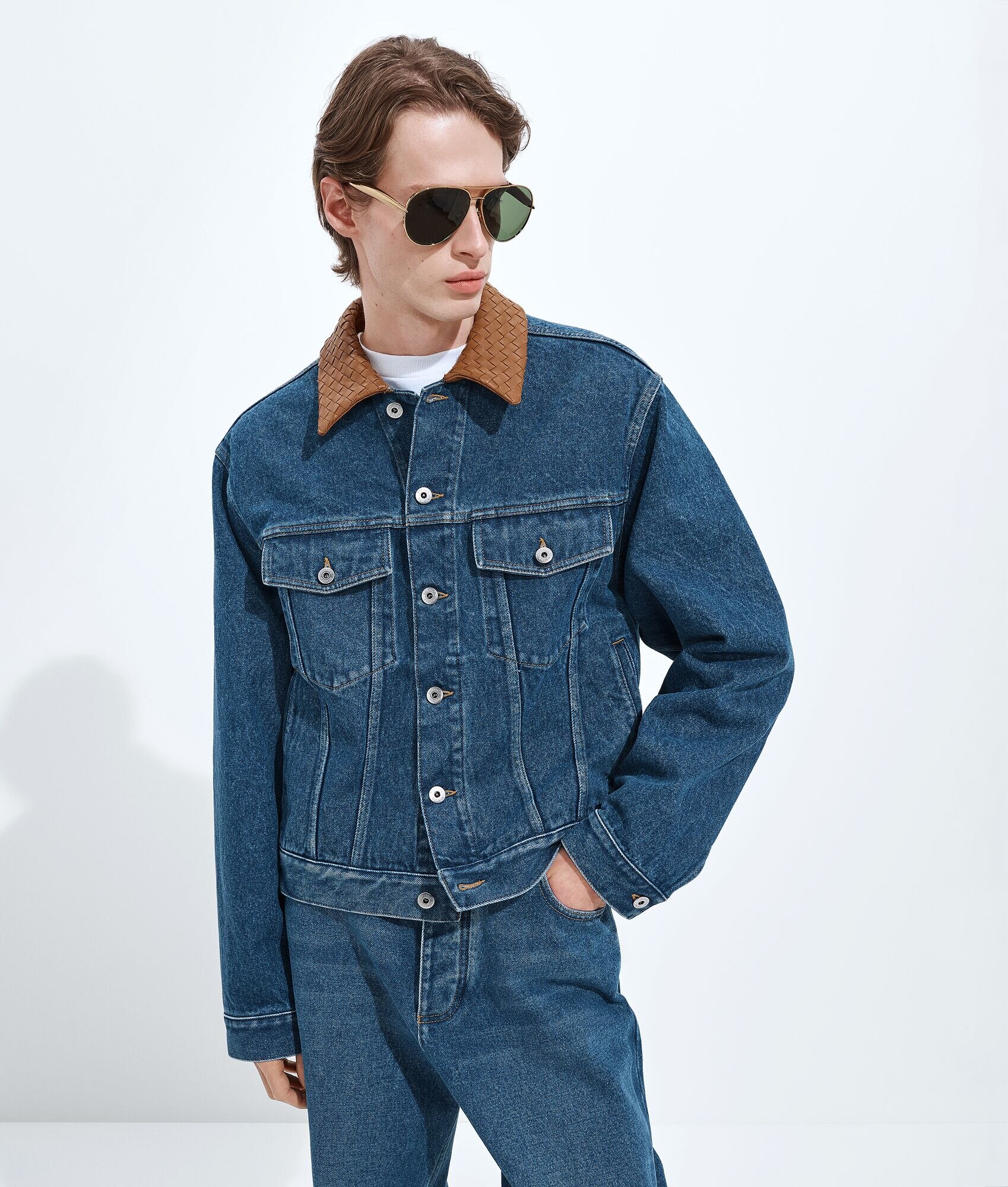 Chaqueta de denim azul medio
