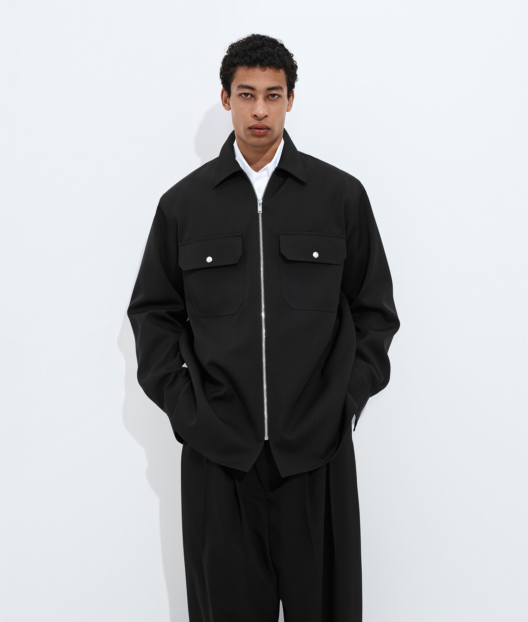 Chaqueta Overshirt de Lana Grano de Polvo