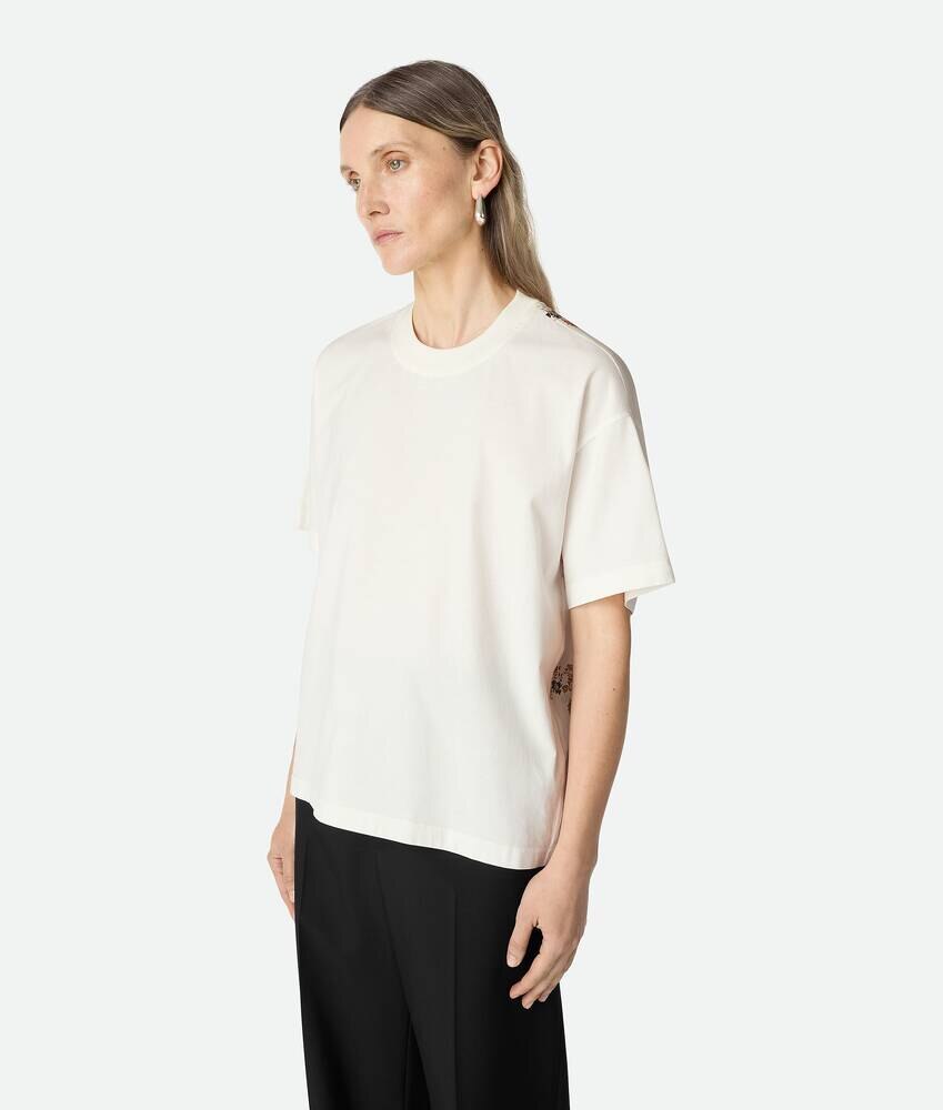 Camiseta estampada de algodón y seda